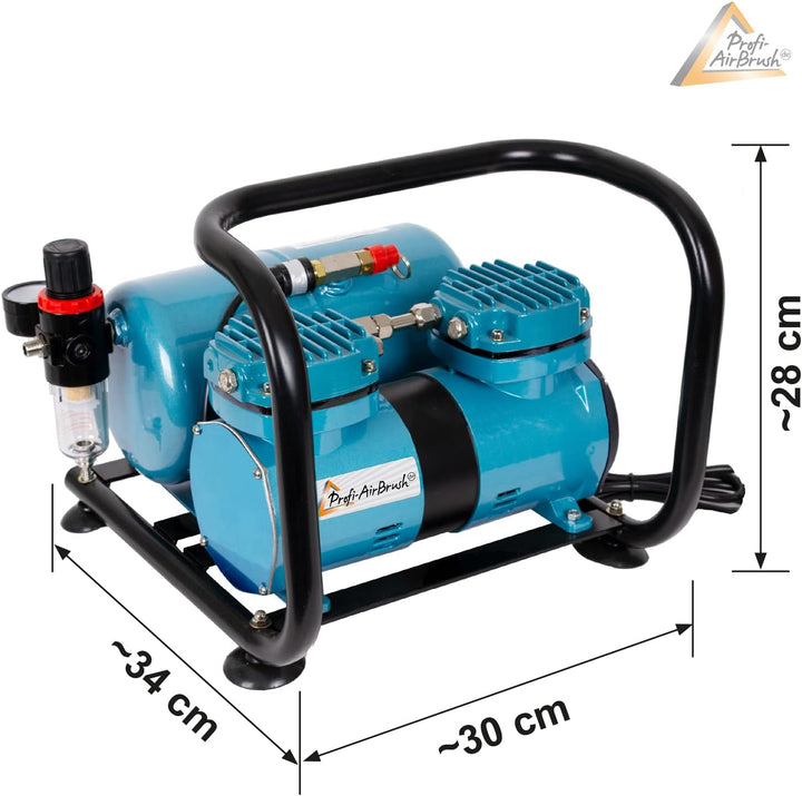Airbrush Kompressor Duo-Power Efficient - Das Airbrush-Kit mit Doppel/Zweizylinder mit Schutzgehäuse