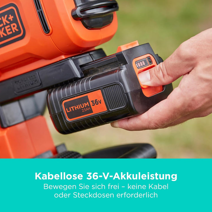 Black+Decker Akku-Laubsauger / Laubbläser mit Häcksler BCBLV3625L1 (45l Fangsack, bürstenloser Motor