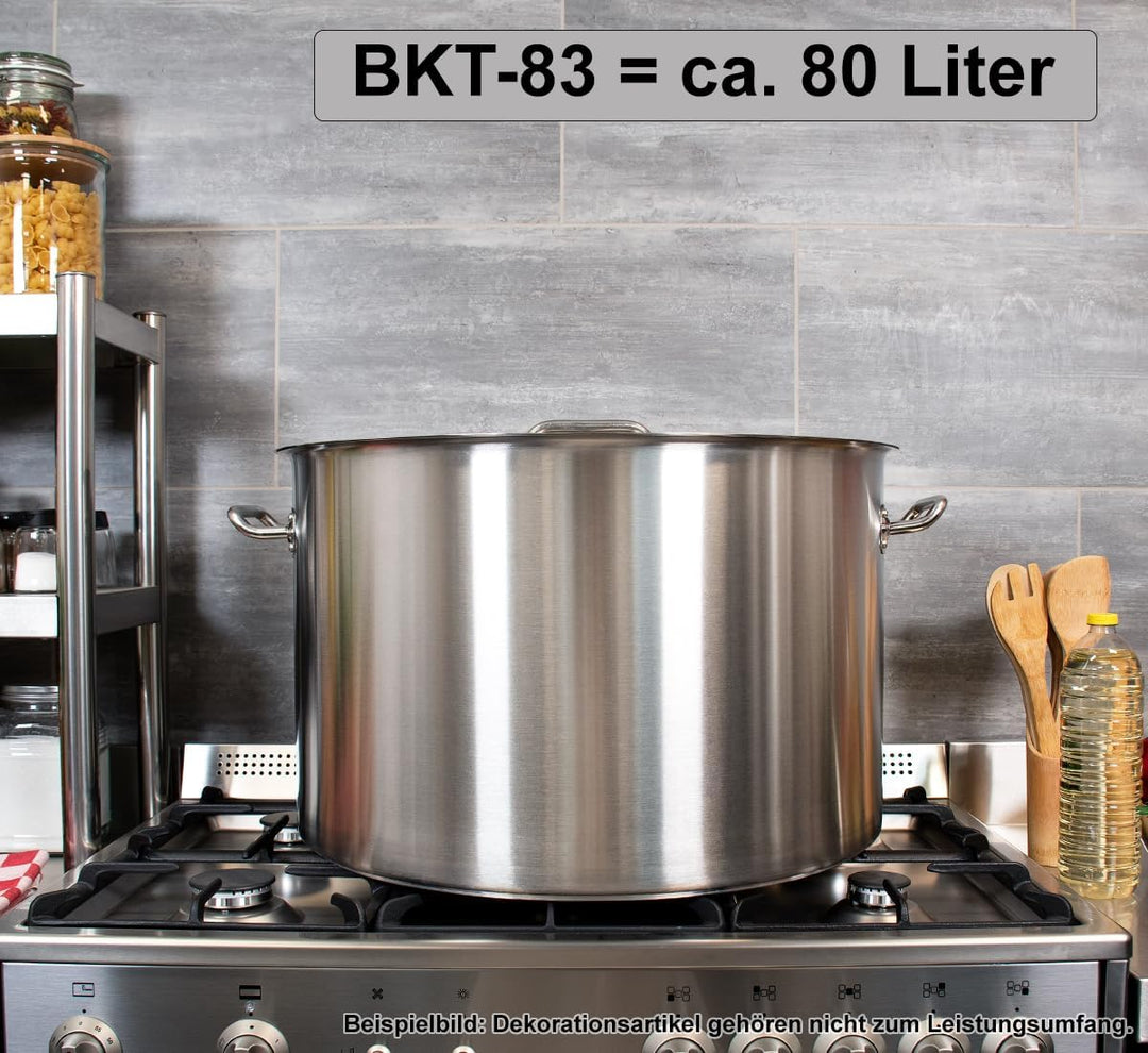 Beeketal 'BKT-83' Gastronomie Kochtopf ca. 80 Liter aus Edelstahl mit starken Griffen und Deckel, To