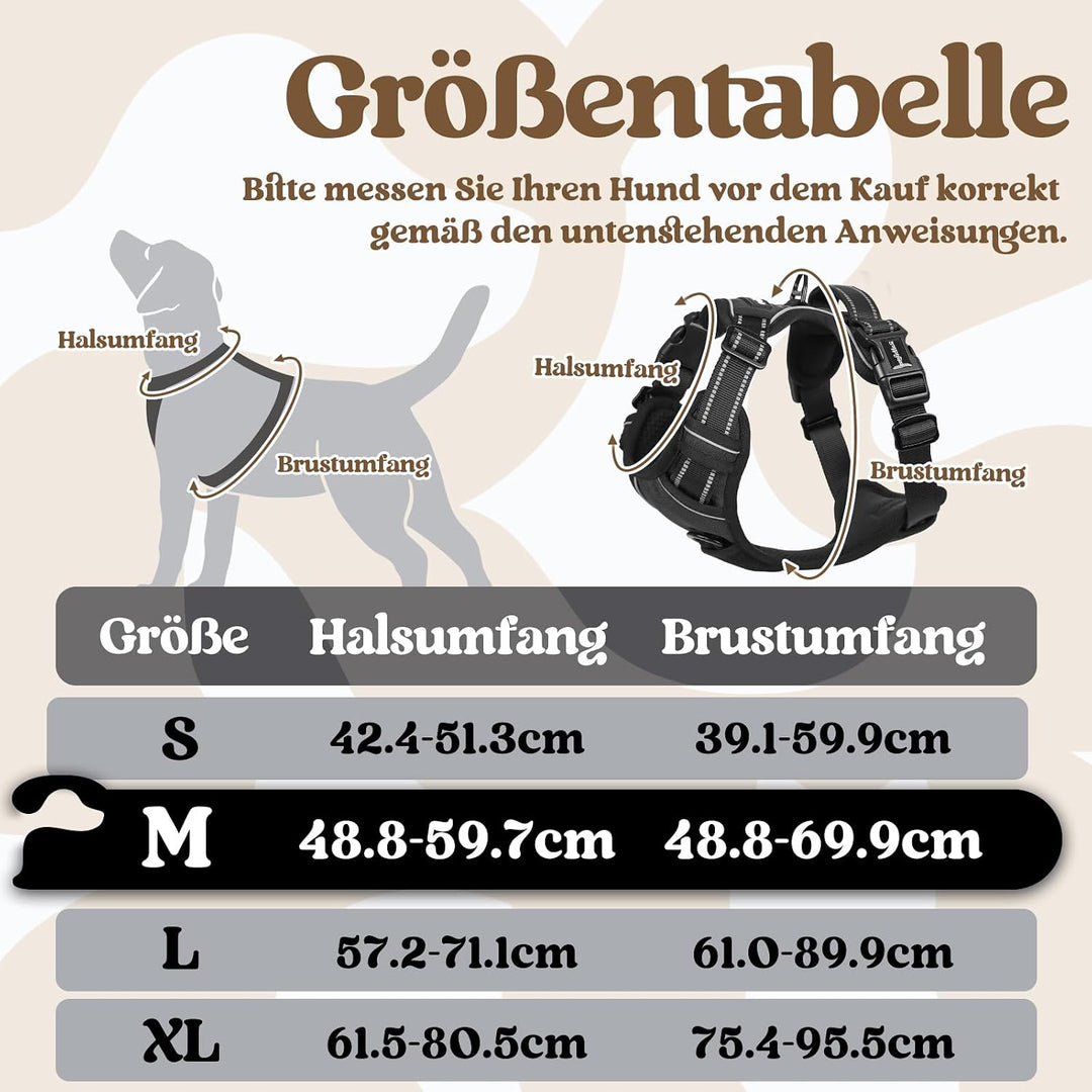 rabbitgoo Hundegeschirr Mittelgrosse Hunde, Hundegeschirr ohne Zug, Verstellbare Geschirr Hund ohne
