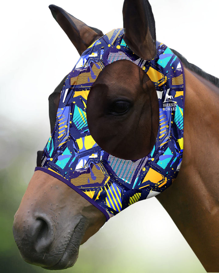 Harrison Howard Super Comfort Stretchy Fly Mask Large Eye Space with UV Protection Soft on Skin with