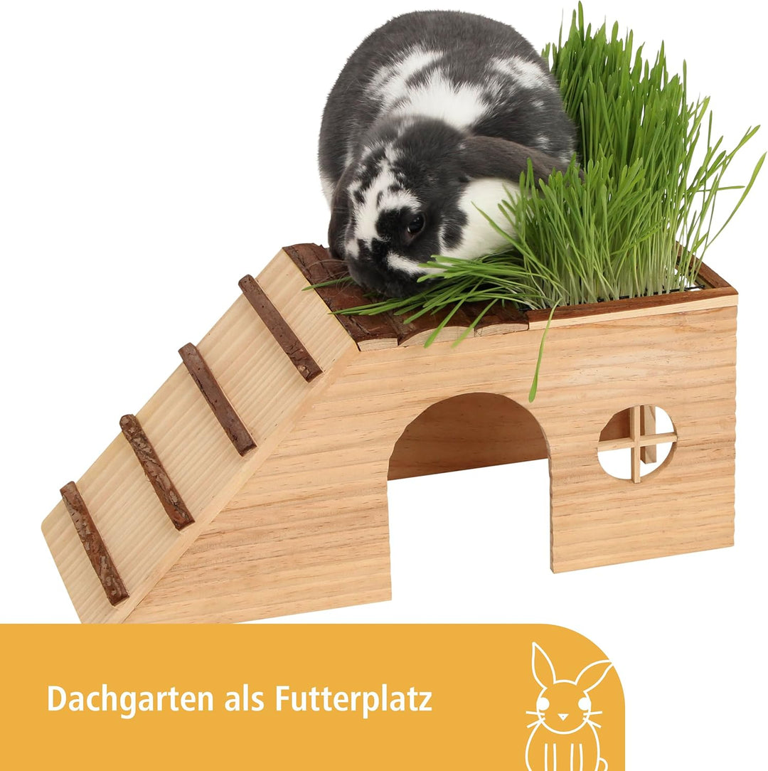 Kerbl 82746 Nagerhaus Nature 47 x 22 x 20 cm mit Rampe und integrierter Futterplatz
