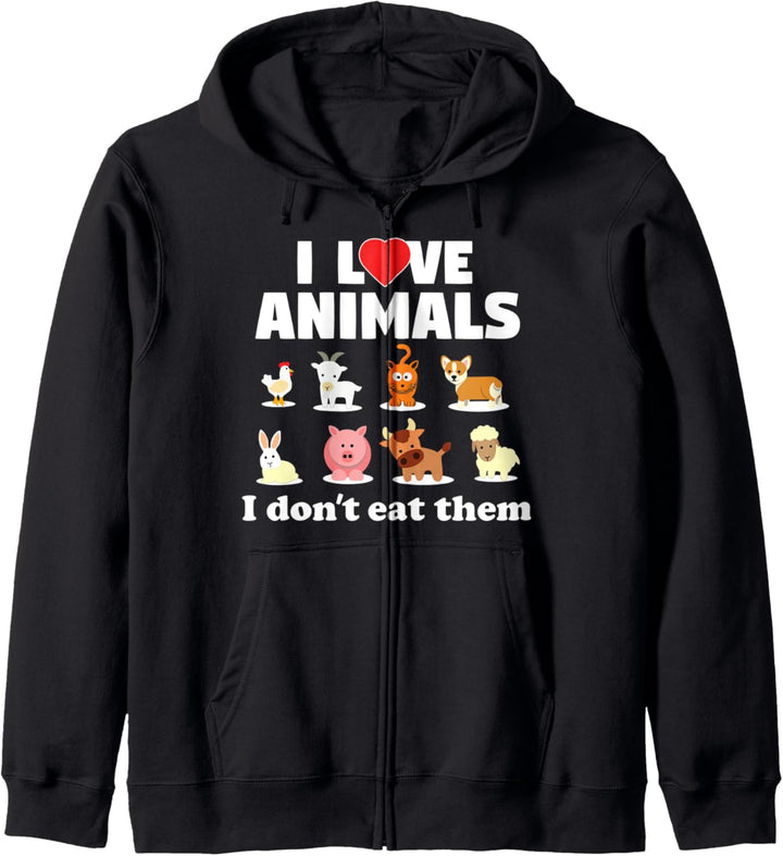 Lustiger Veganer I Love Animals I Don't Eat Them Kapuzenjacke
