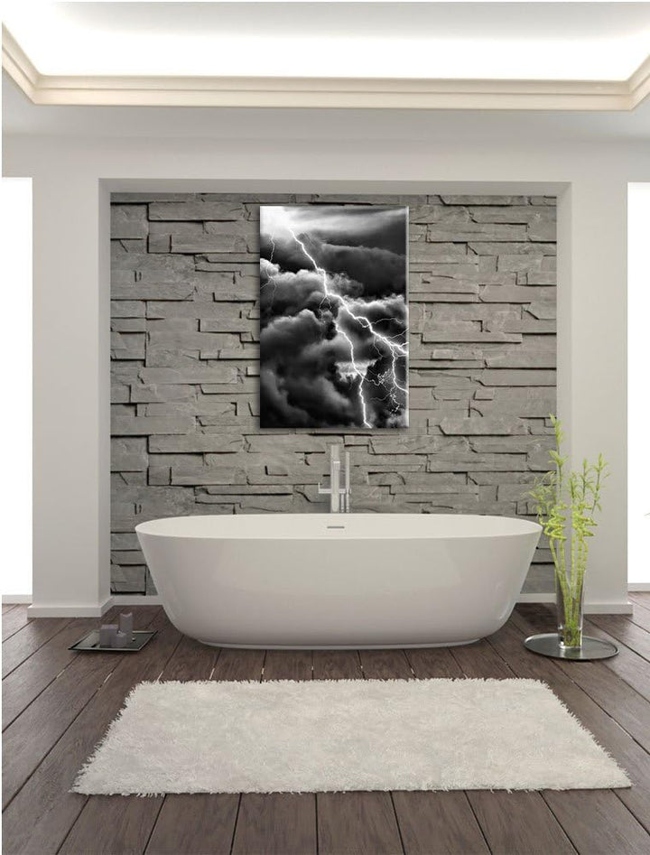 Pixxprint Blitze am Himmel als Leinwandbild/Grösse: 100x70 / Wandbild/Kunstdruck/fertig bespannt, 10