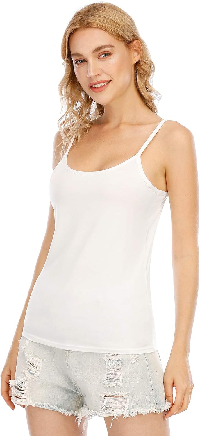 Ymmchy Damen Unterhemden Leibchen Tank Tops Spaghettiträger Verstellbare 4-Pack S 4-pack Schwarz/Wei