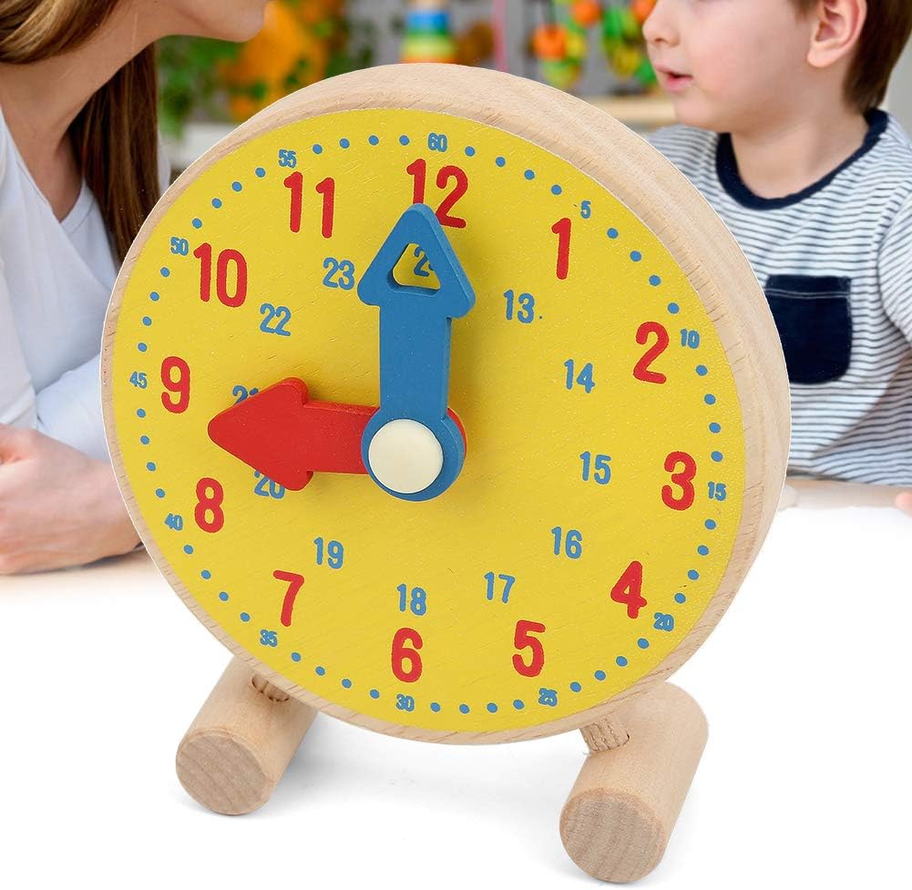 Holzuhr Spielzeug, Kinder Zahlen Uhr Modell Spielzeug Kleinkind Lernzeit Spielzeug für Kinder über 3