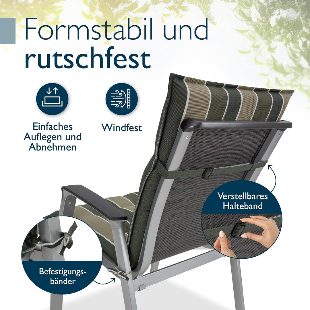 Beautissu Premium Niedriglehner Auflage Gartenstuhl 100x50cm Sun-NL – 8cm Dick Polster Gartenstuhlau