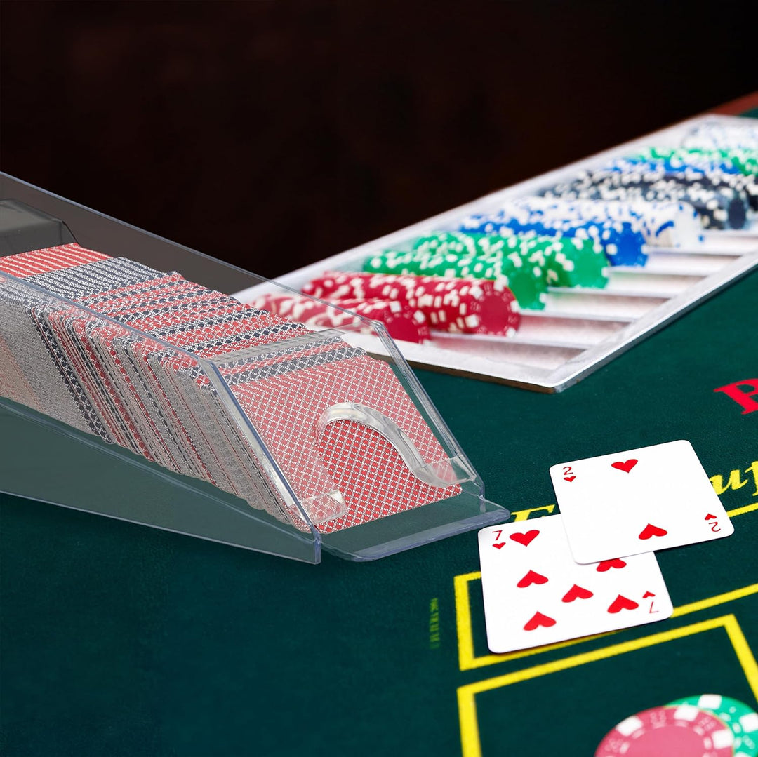 Relaxdays 2 x Kartenschlitten, Kartenspender mit 6 Decks, Blackjack Zubehör, HxBxT: 10 x 10 x 29 cm,