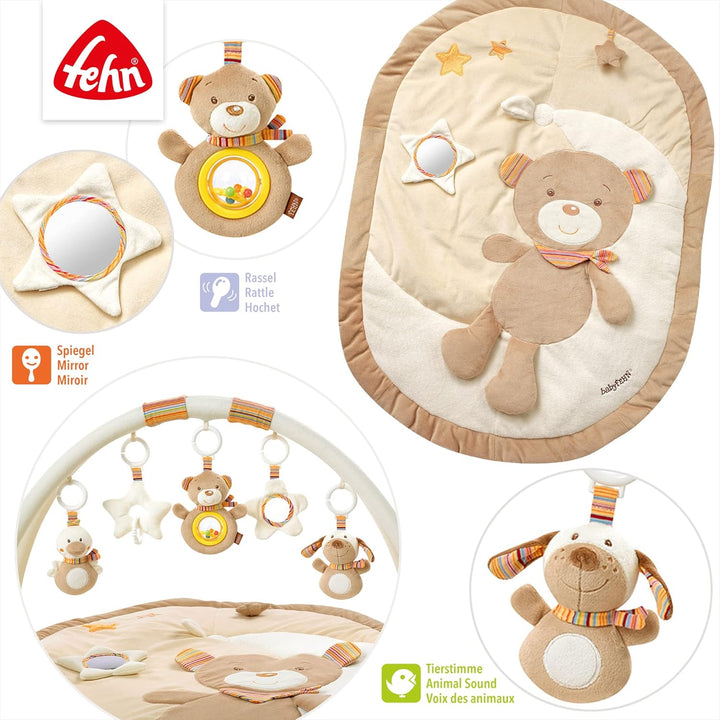 Fehn 160888 3-D-Activity-Decke Rainbow – Spielbogen mit 5 abnehmbaren Spielzeugen – Spiel & Spass vo