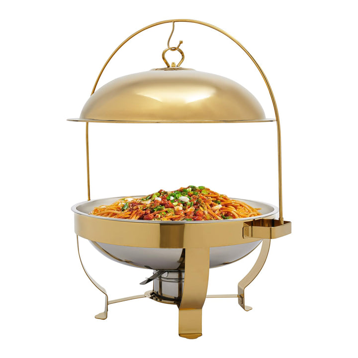 1 Stück Rund Chafing Dish Set 8L Speisenwärmer Edelstahl Buffet Wärmebehälter für Hotels, Cafés, Res