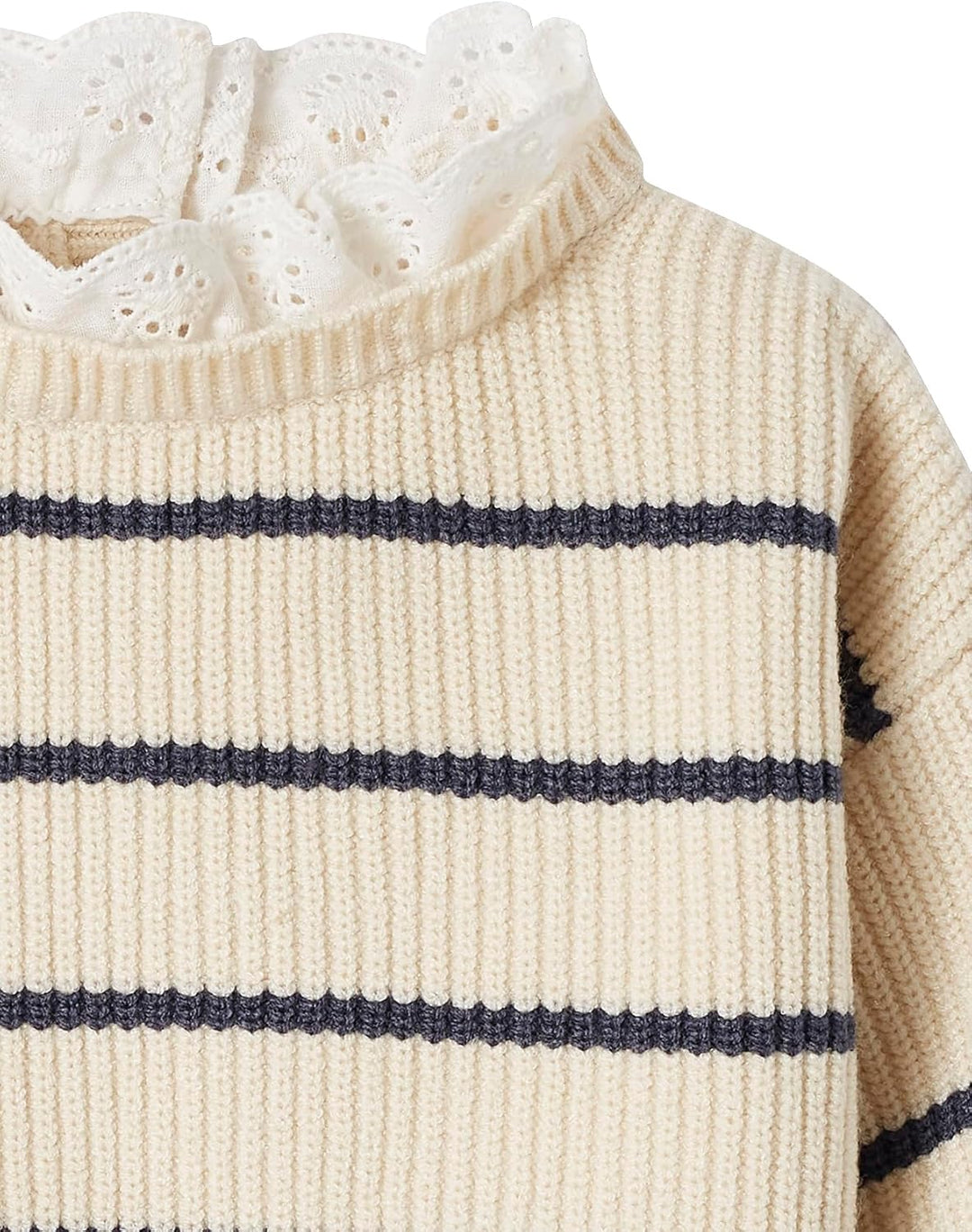 Vertbaudet Baby Pullover mit Volantkragen Mama-Tochter-Capsule Bleu Klassisch, Bleu Klassisch