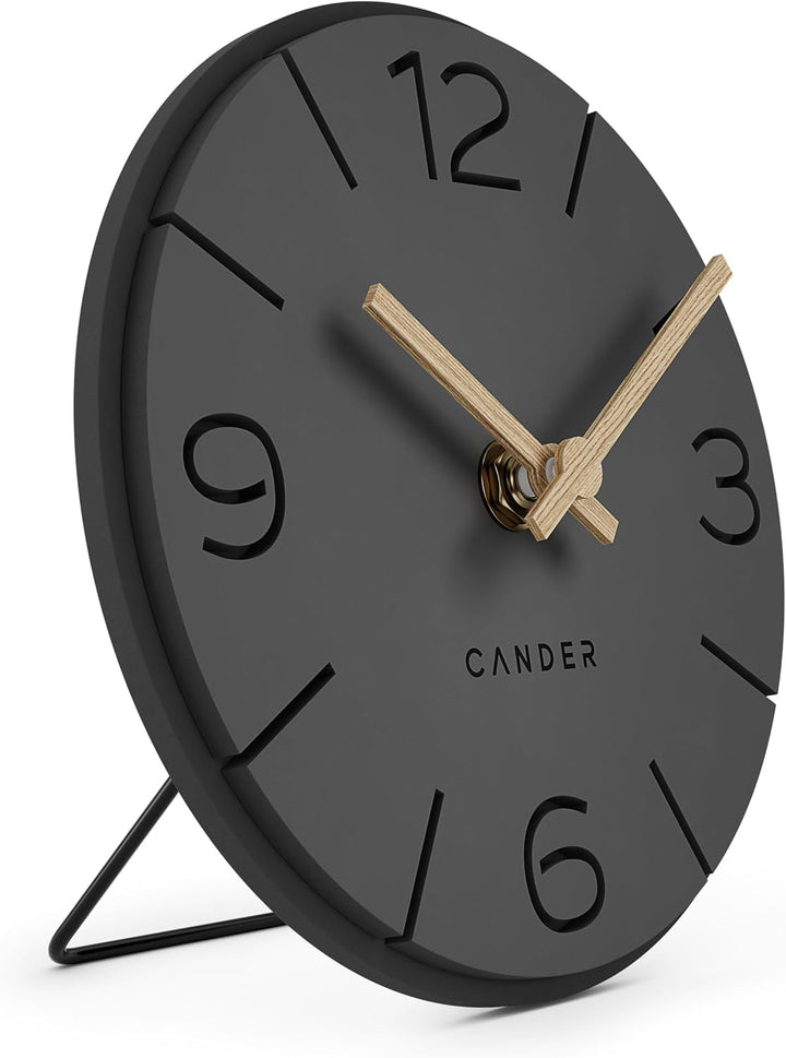 Cander Berlin MNU 2615 Y Tischuhr lautlos ohne Ticken 15 cm analog batteriebetrieben Vintage grau sc
