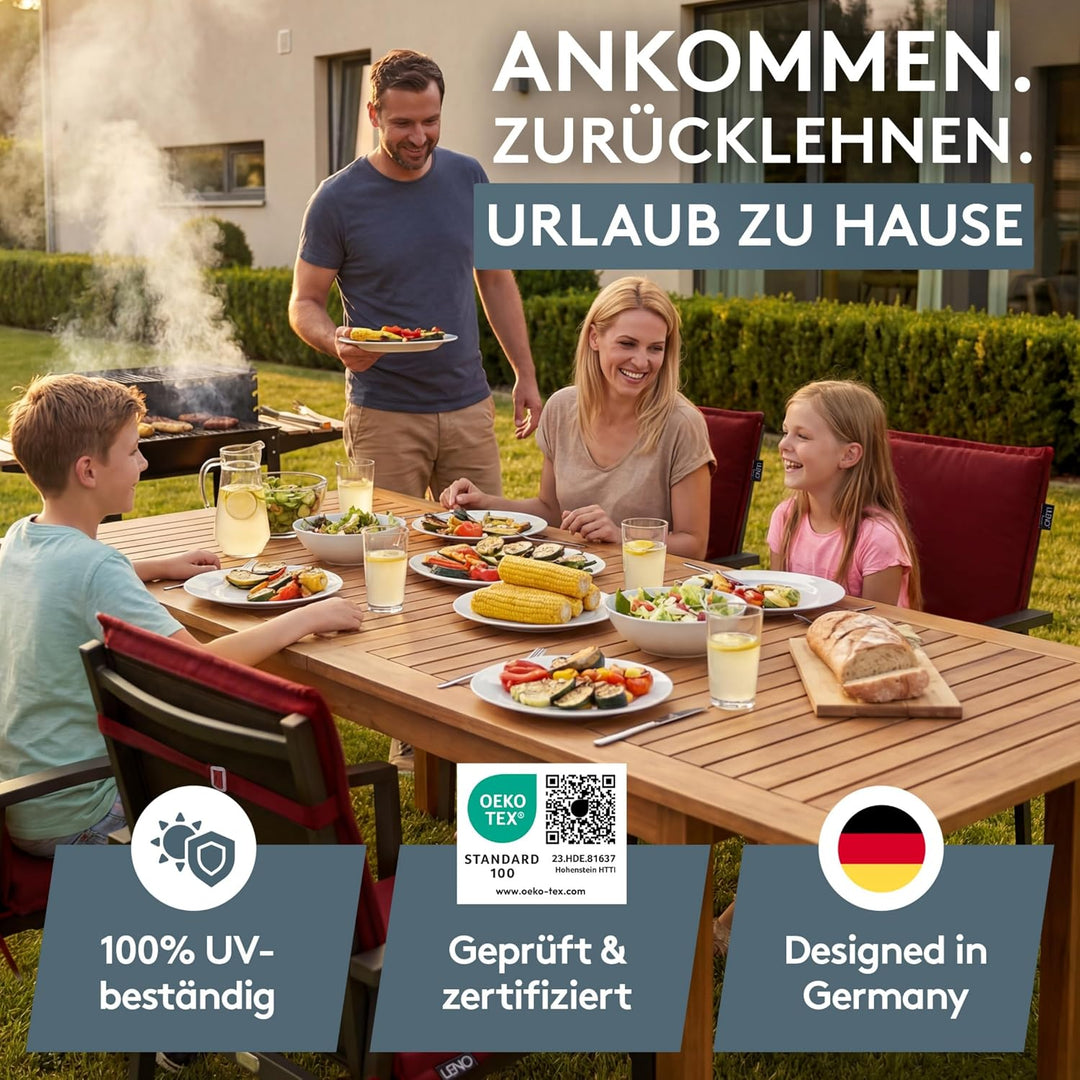 LILENO HOME Gartenstuhl Auflagen [2er Set - Niedriglehner] in Rot - Bequeme Liegen als Sitzauflagen