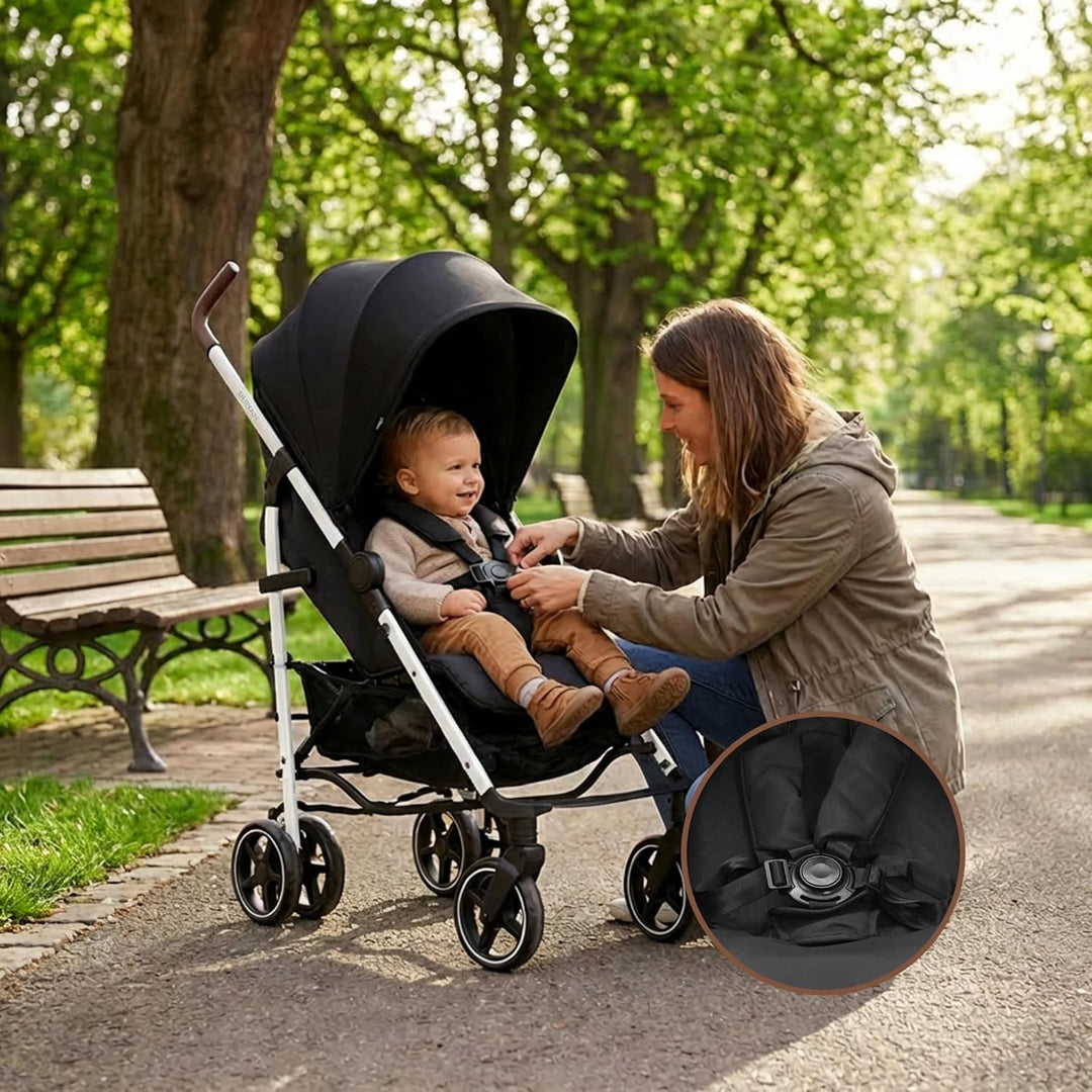 Deryan Bobbie Kinderwagen, Liegebuggy, Sportwagen, Leicht - 8,5kg, Drehbare Vorderräder, Verstellbar