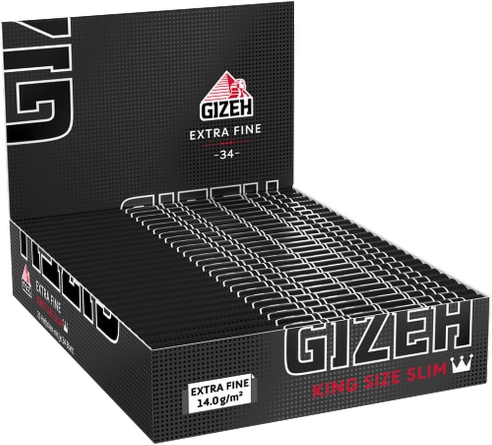 GIZEH BLACK King Size Slim Blättchen zum Selbstdrehen - Packung mit Magnetverschluss, recyclebar - 2