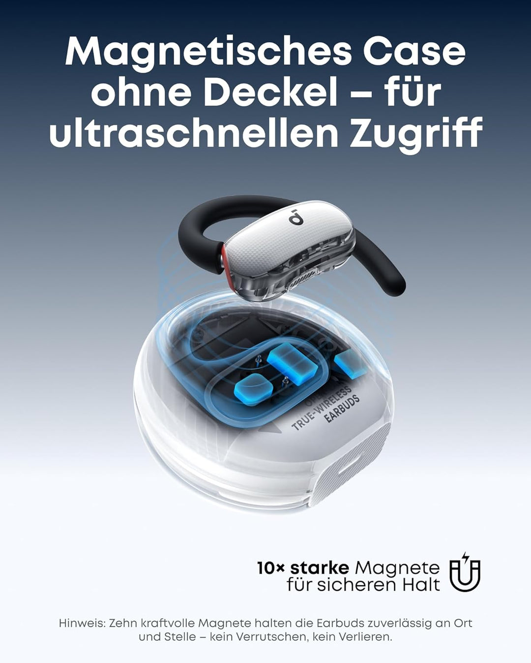 soundcore V40i by Anker, Open-Ear Kopfhörer, transparentes Case ohne Deckel, 4 einstellbare Position