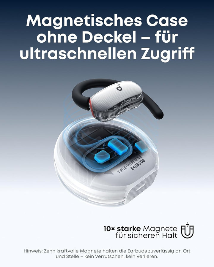 soundcore V40i by Anker, Open-Ear Kopfhörer, transparentes Case ohne Deckel, 4 einstellbare Position