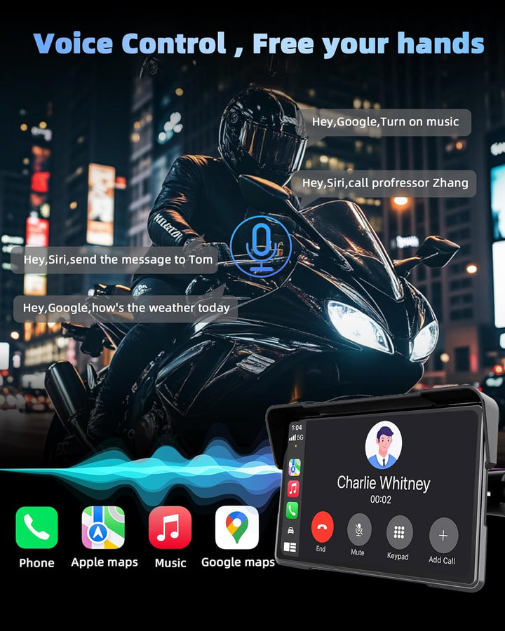 Jansite Motorrad Carplay Bildschirm Android Auto mit TPMS Reifendrucküberwachungssystem, 7 Zoll Moto