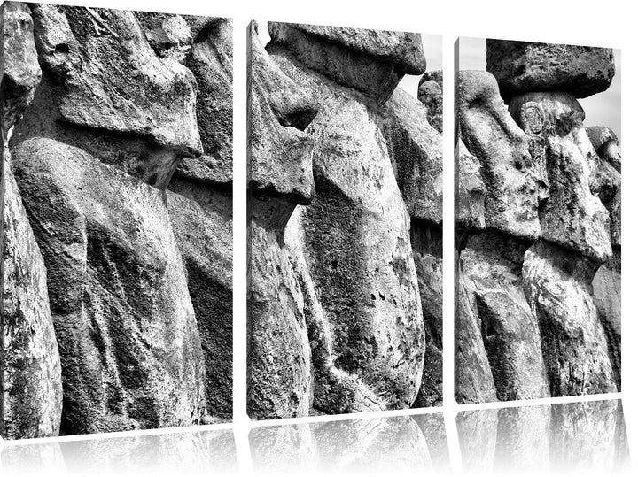 Pixxprint Osterinseln Statuen Detailansicht als Leinwandbild/Grösse: 3 Teilig (120x80) cm/Wandbild/K