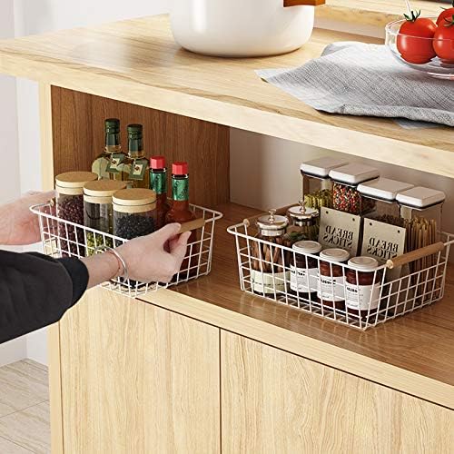 ZRAZ Kitchen Wire Baskets Farmhouse Decor Metal Food Storage Organizer,Household Refrigerator Bin wi