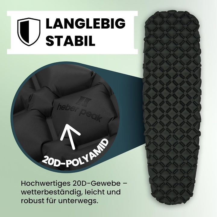 ConiferHe. Sleeping Mat Isomatte Ultraleicht 187x57cm, 410g – Schlafmatte aufblasbar für Camping, Ou