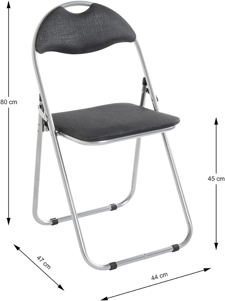 HAKU Möbel Klappstuhl 6er Set, Rücken gepolstert, alu-schwarz, B 44 x T 47 x H 80 cm