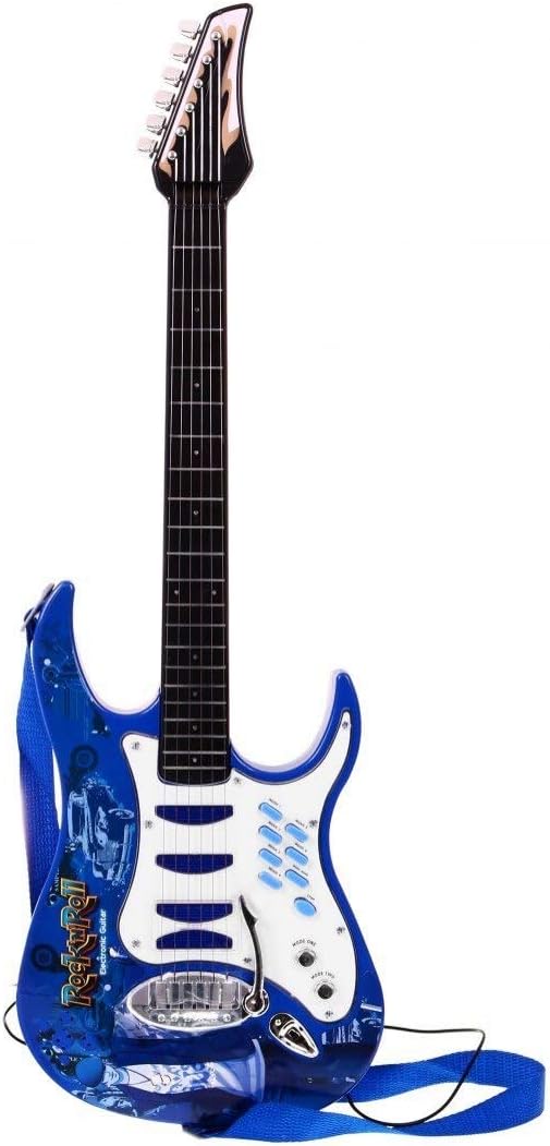 Rock-Gitarre mit Stahlsaiten, Verstärker, verstellbare Stativ und Mikrofon - Rockgitarre für Kinder