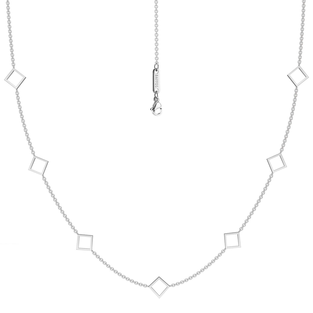 BAFFOS® Halskette für Frauen - Stanz Raute Plättchen Kette Damen aus widerstandsfähigem Edelstahl in