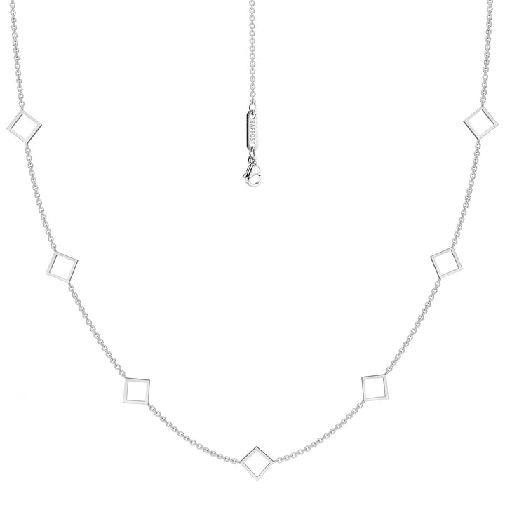 BAFFOS® Halskette für Frauen - Stanz Raute Plättchen Kette Damen aus widerstandsfähigem Edelstahl in