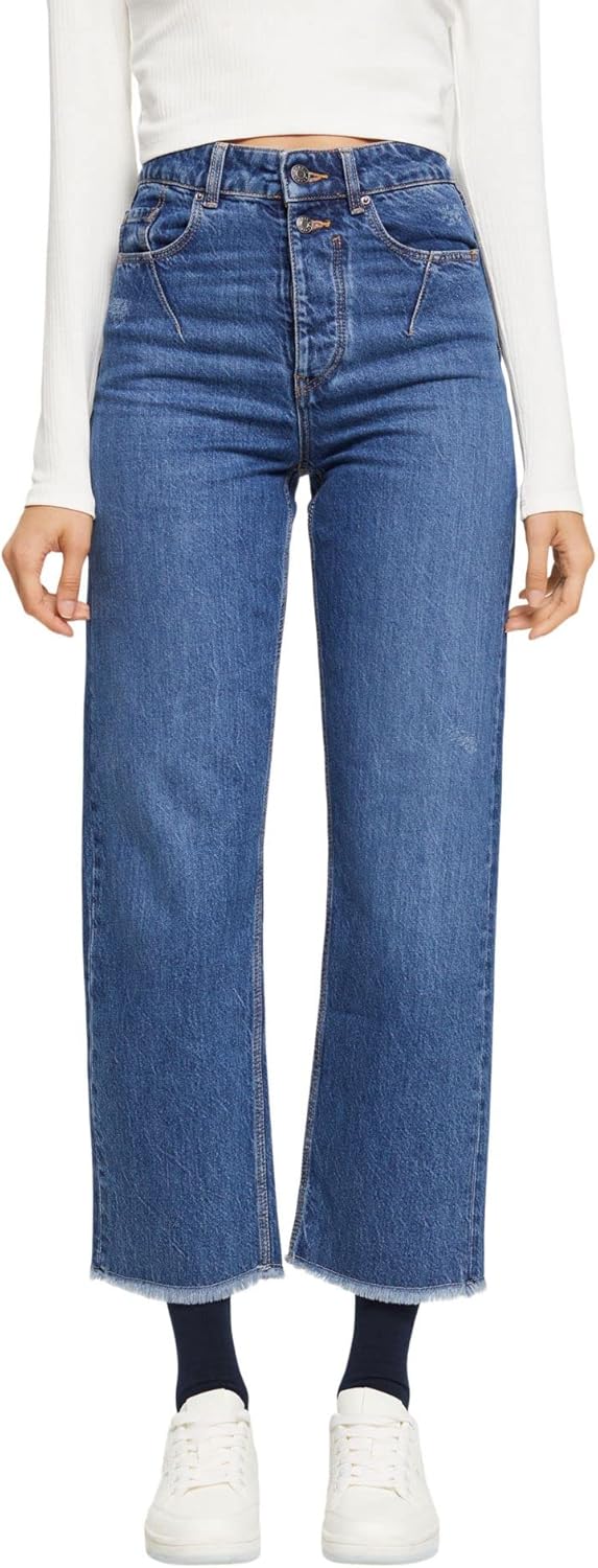 ESPRIT Jeans mit gerader Passform und hohem Bund 25W / 28L 902/Blue Medium Wash, 25W / 28L 902/Blue