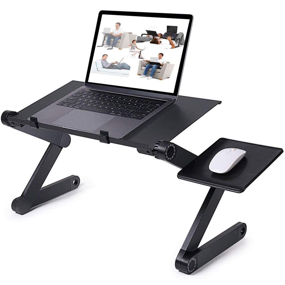 Tragbarer Computertisch, Betttisch, faltbar, aus Bambus, verstellbare Ablage für Laptop, mit verstel