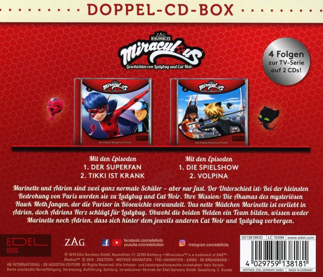 Miraculous - Geschichten von Ladybug und Cat Noir - Doppel-CD-Box (Folgen 11 + 12), Audio-CD