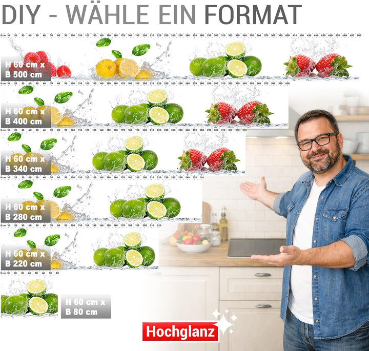 StickerProfis Küchenrückwand selbstklebend Glasoptik - Fruit Splash - 1.8mm, Versteift, alle Untergr