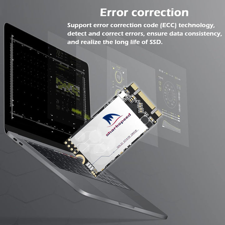 SSD M.2 2242 2TB SHARKSPEED Plus Internes M2 SSD 3D NAND SATA III 6 Gb/s,Festplatte intern Hohe Leis