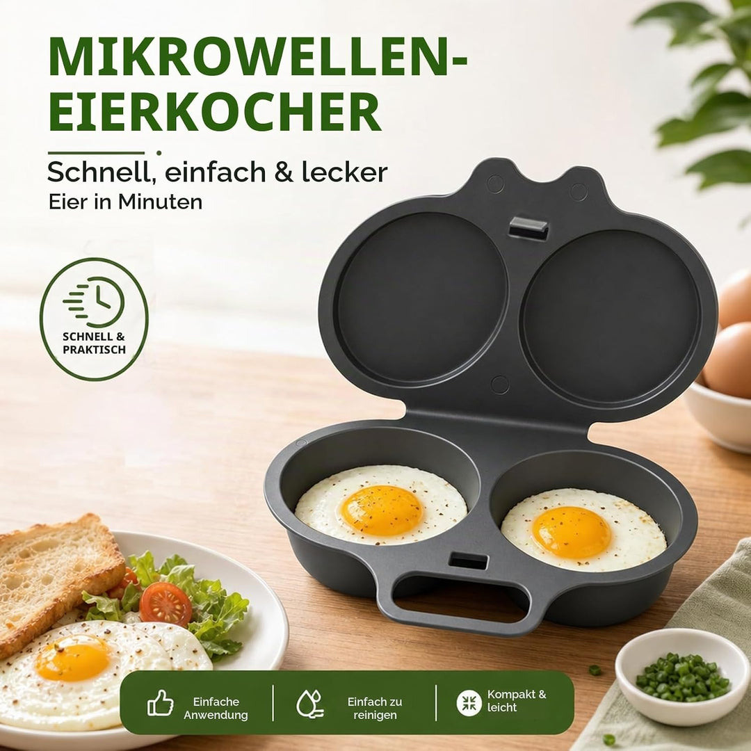 2 Stück Eierkocher Mikrowelle, Eierkocher 2 Eier Mit Deckel, Microwave Egg Poacher with Lid, Vielsei