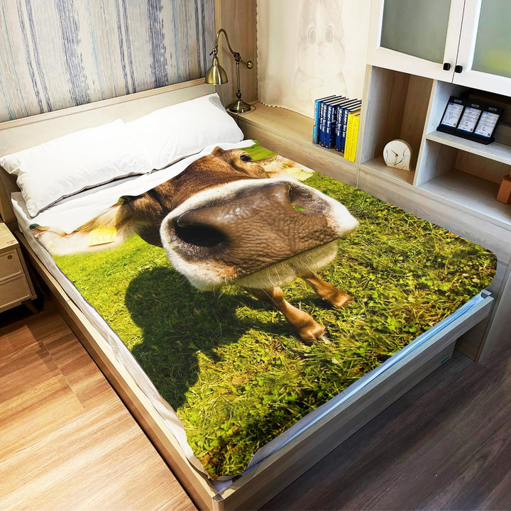 YISUMEI Decke 150x200 cm Kuscheldecken Sanft Flanell Weich Fleecedecke Bettüberwurf Alte Kuhfarm Küh