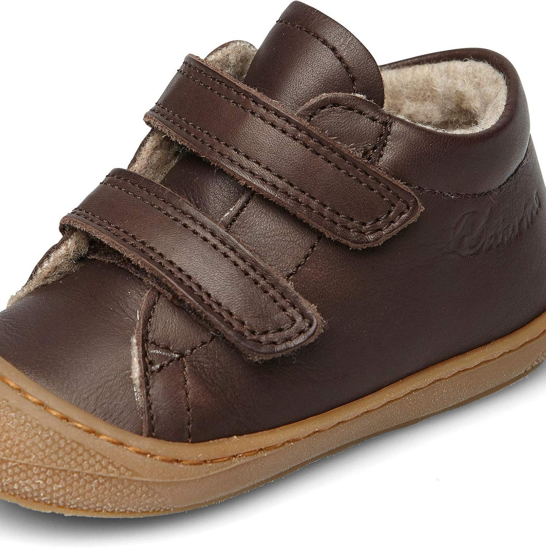 NATURINO Lauflernschuhe aus Nappaleder mit Wollfutter, Dunkelbraun
