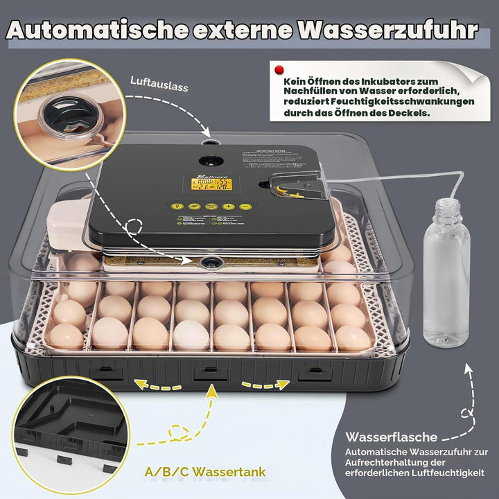Sailnovo Brutautomat Vollautomatisch Eierinkubator , Brutmaschine für 56 Eier mit Automatischem Wend