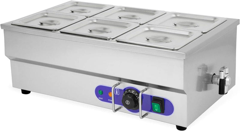 vertes Speisenwärmer Buffetwärmer Wärmebehälter Für Speisen Elektrisch 1500W aus Edelstahl (Inkl 6X