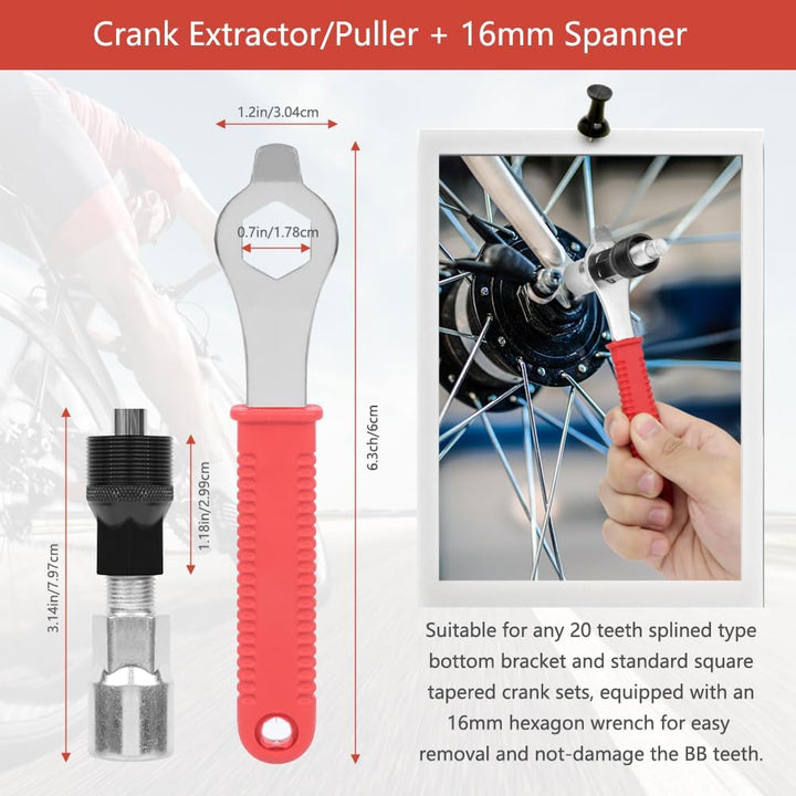 HUTHUHNHN Fahrrad-Werkzeug-Kit, einschliesslich Fahrrad Kurbel Removal Tool, 3-in-1 Fahrrad Kassette