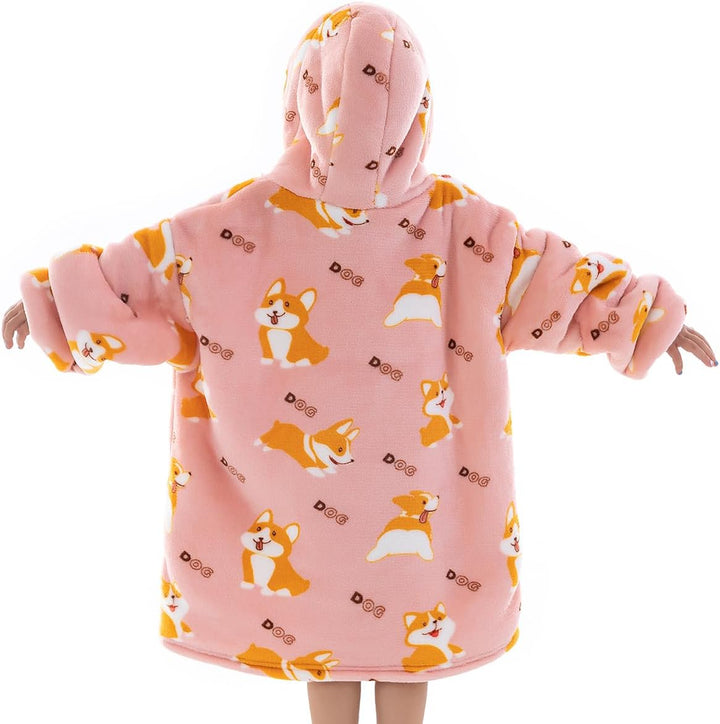 Wenlia Übergrosse Hoodie Sweatshirt für Erwachsene, Kinder, Kleinkinder, Sherpa Decke Sweatshirt Fla