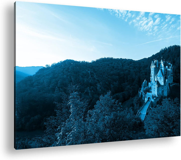 deyoli Burg Eltz in der Herbstzeit Format: 120x80 Effekt: Monocrome Blau als Leinwand, Motiv fertig