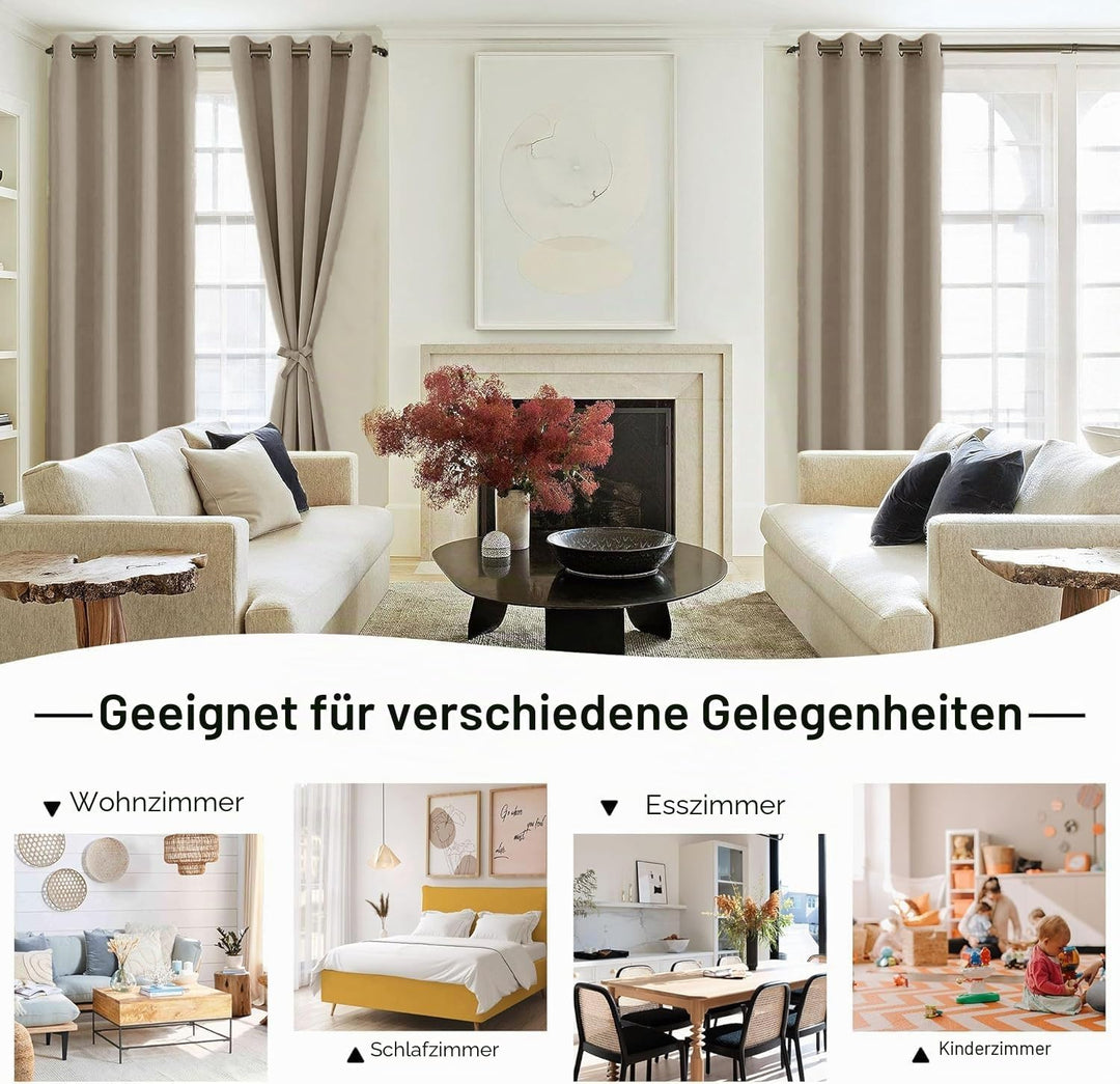 DWCN Vorhang Blickdicht Verdunkelungsgardinen mit Ösen 2 Stücke Thermogardine für Wohnzimmer,Schlafz