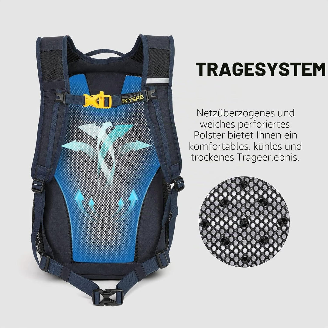 SKYSPER Leicht Wanderrucksack Klein Rucksack mit Rückenbelüftung Trekkingrucksack aus atmungsaktivem