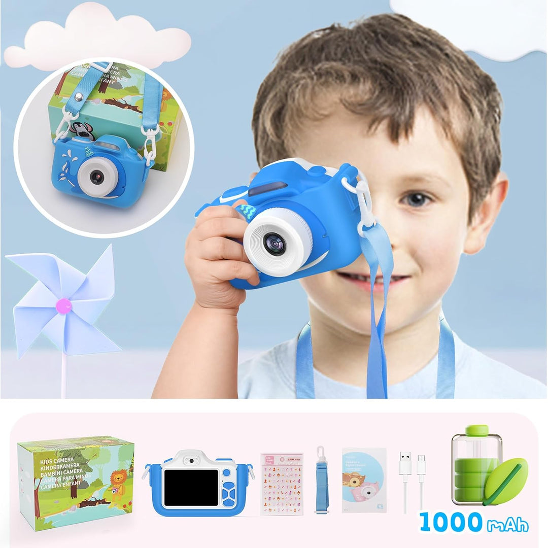 Kriogor Kinder Kamera, Digital Fotokamera Selfie und Videokamera mit 16 MP/Dual Lens/ 2 Inch Bildsch
