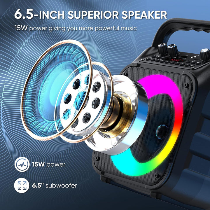 Wowstar Tragbare Karaoke Maschine mit 2 kabellose Mikrofone, Bluetooth Lautsprecher Box für Erwachse