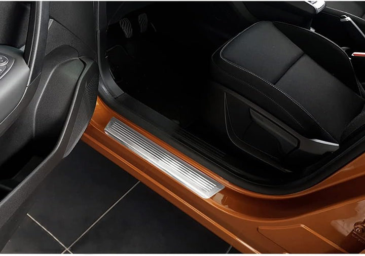 Avisa Stainless Steel Door sill Protectors Compatible with Renault Captur II 2020- 'Lines' - 4-Piece