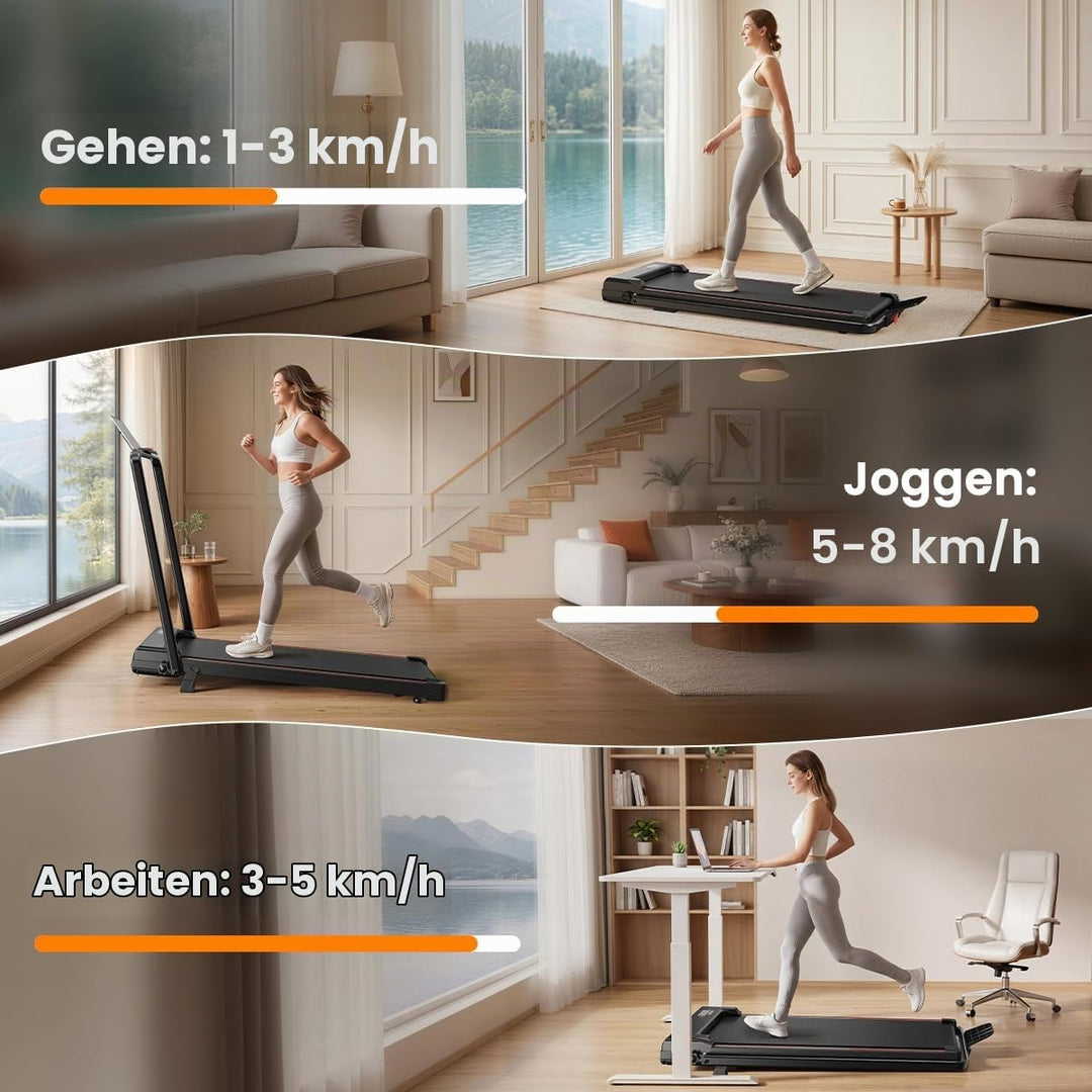 Dskeuzeew Walking Pad Klappbar mit Neigung - 4 in 1 Laufband mit 7% Steigung für Zuhause Laufpad Geh