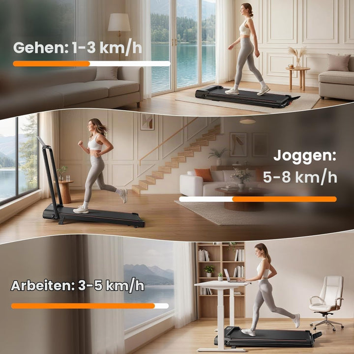 Dskeuzeew Walking Pad Klappbar mit Neigung - 4 in 1 Laufband mit 7% Steigung für Zuhause Laufpad Geh