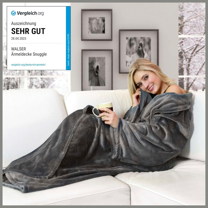 Walser Kuscheldecke flauschig, Decke mit Ärmeln Auszeichnung Sehr Gut*, Flauschige Couchdecke XL, wa